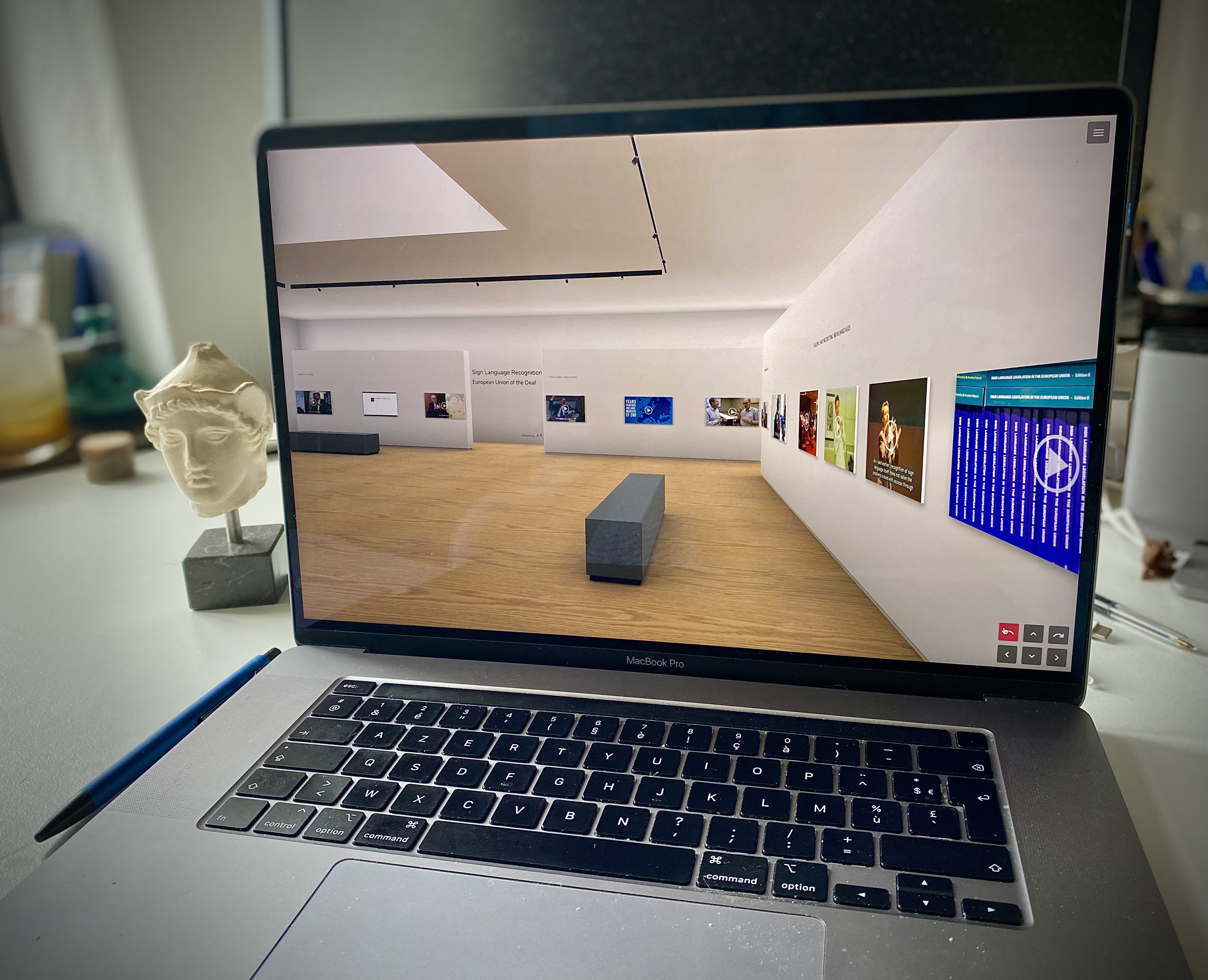 Laptop showing the virtual exhibition